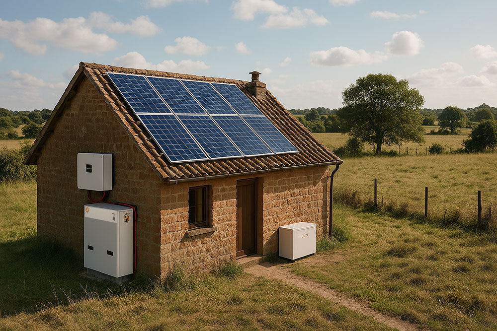 aislada fotovoltaica y baterias
